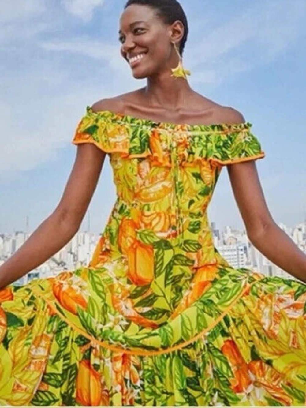NWT! FARM RIO Tangerines midi dress